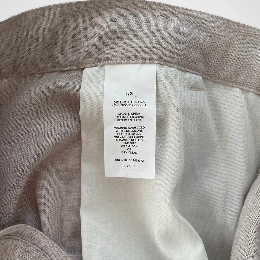 Cubavera Men's Size Large Linen Blend Wide Leg Straight Fit Drawstring Pants NWT